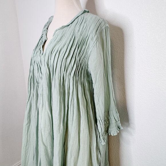 Sundance JP and Mattie Womens Dress Seafoam Size S Crinkle Cotton Cottagecore - Picture 3 of 15